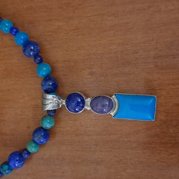 Jay King Turquoise, Lapis & Charoite Sterling Necklace